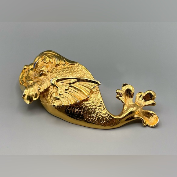 Christopher Ross Sculpture Goldfish Belt Buckle 1987, 24kt Gold Plate, Glass Eye - Picture 6 of 12